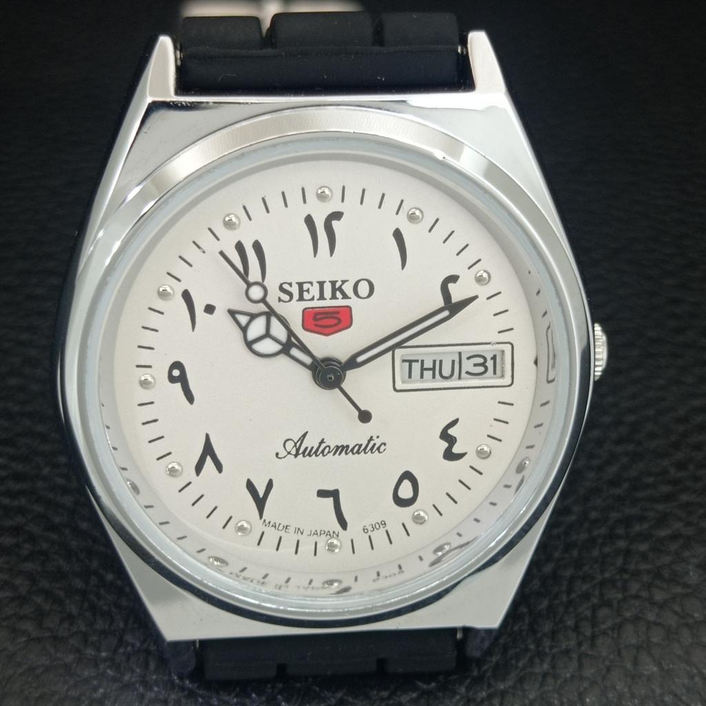 JAPAN VINTAGE REFURBISHED SEIKO 5 AUTOMATIC 6309A MENS WHITE WATCH a442589-1