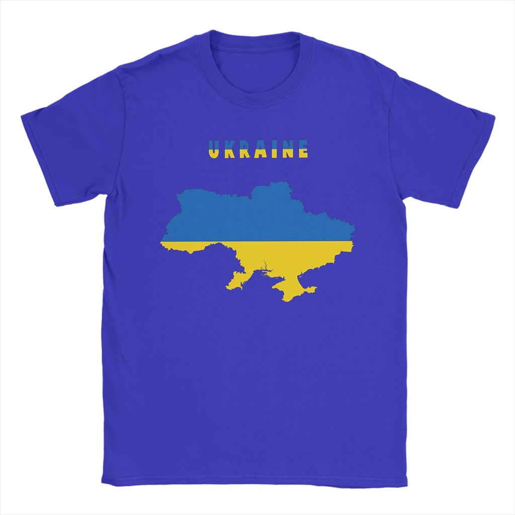 Ukrainian Flag Inside Map Of Ukraine Pure Cotton T Shirt For Men Beach Funny TShirts ONeck Tees Oversize Dropshipping Clothes