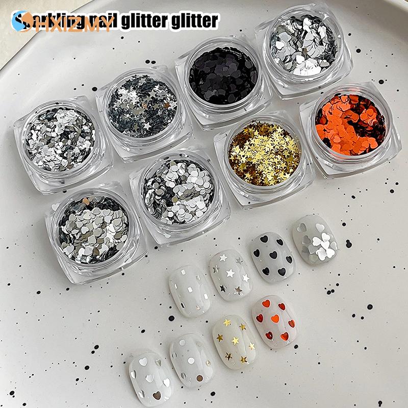 Holographic Laser Star Love Sequins Nail Glitter Gold Silver Sequin Mix Size Paillette DIY Design Nail Art Decorations Tool