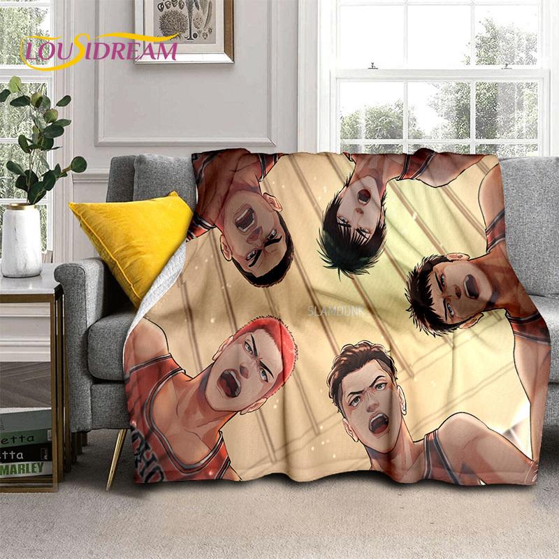 Cartoon Slam Dunk Basketball Anime Soft Blankets,Keep Warm Throw Blanket Comfortable Blanket for Picnic Beds Sofa Home Bedroom