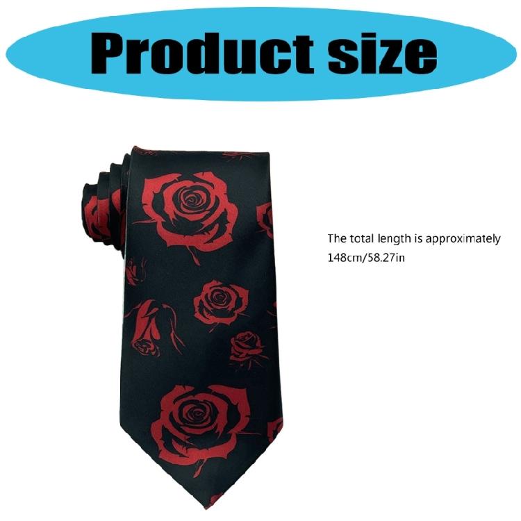Modern Mens Silk Textured Necktie Rose Heart Bear Pattern Long Tie For Formal Event And Casual Outings Adjustable Fit