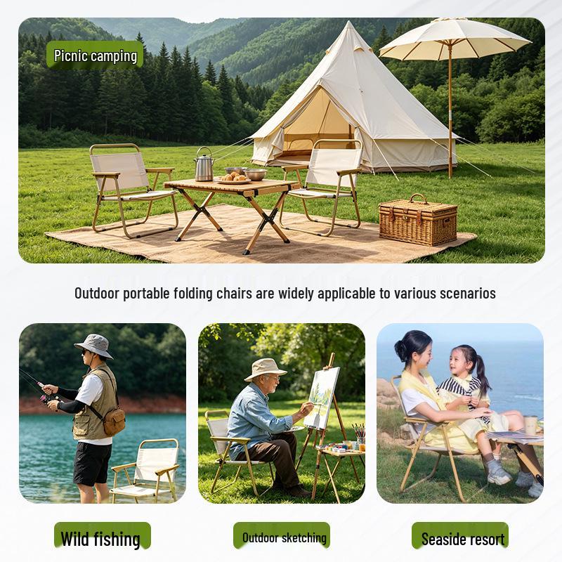 Kermit Portable Steel Camping Armchair with Backrest for Outdoor and Beach