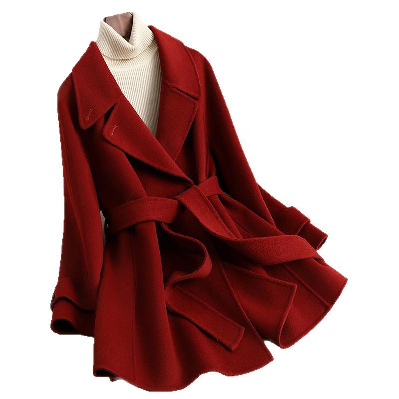 Autumn new cashmere double-sided wool coat for women's high-end small coat woolen coat for women