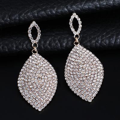 Women Bling Bride wedding Party Crystal Long Chandelier Earrings Ear Hook Drop