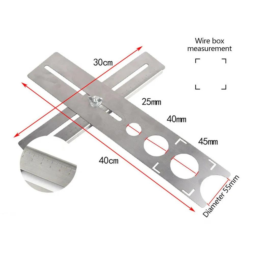Decorated Work Multifunction Ruler Effective Stainless Steel Ceramic Tile Hole Locator Ruler for Accurate Drilling