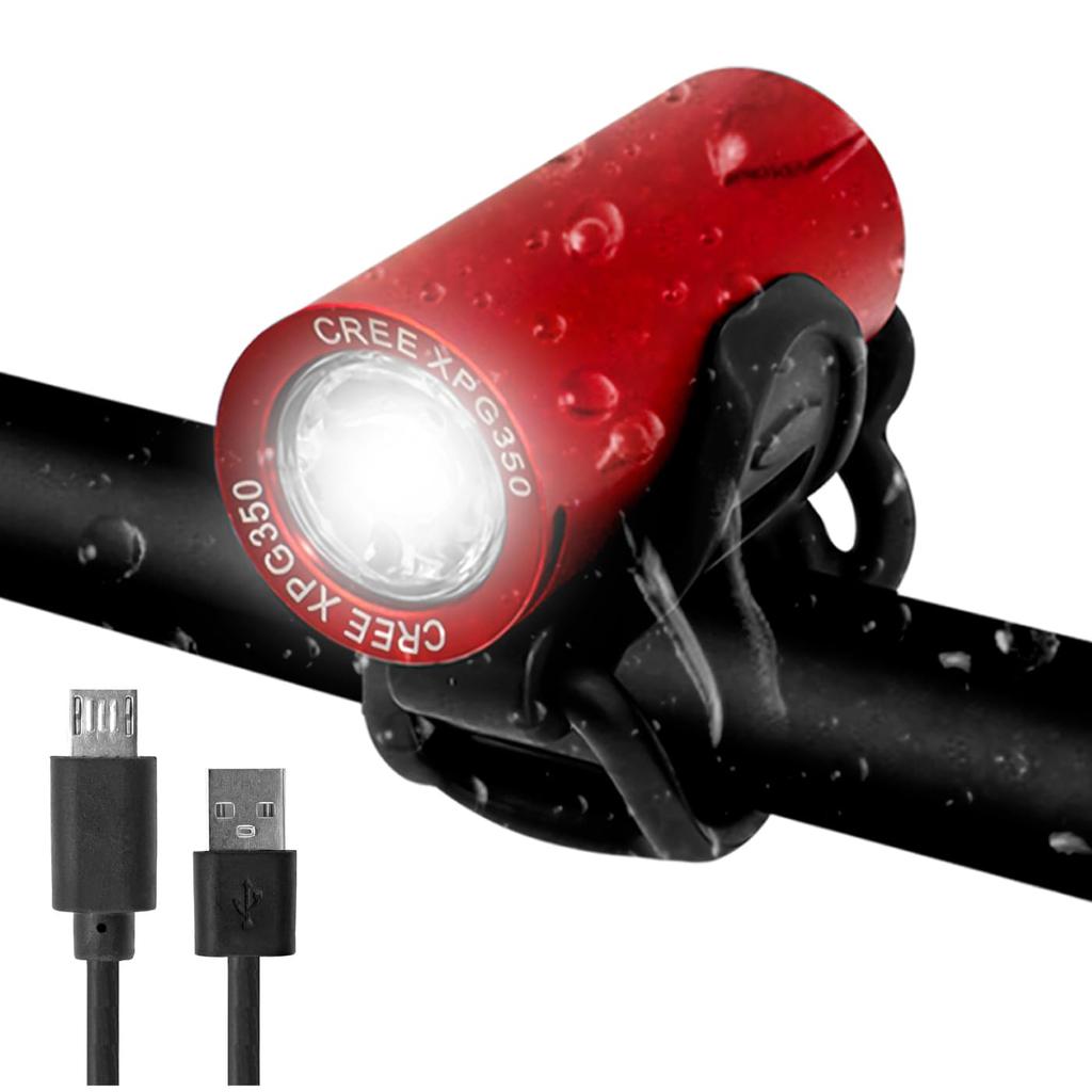 GORIX Headlight Bicycle Light USB Rechargeable Waterproof LED Light Bright (GX-FL1579) Anti-theft Cycle Light Tool-free Front Light Red