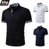 Herren Camo-Trim Polohemd - Camouflage Akzentkragen & Manschetten 2-Knopfleiste Lässige elegante Oberteile in 3 vielseitigen Farboptionen