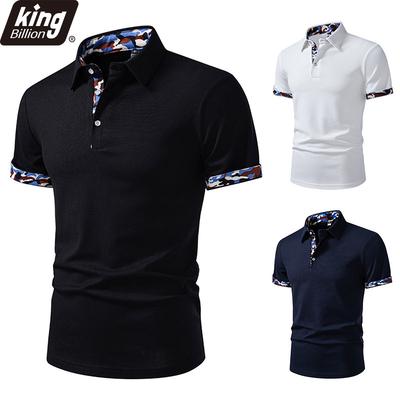 Men's Camo Trim Polo Shirt - Camouflage Accent Collar & Cuffs 2-Button Placket Casual Dressy Tops In 3 Versatile Color Options