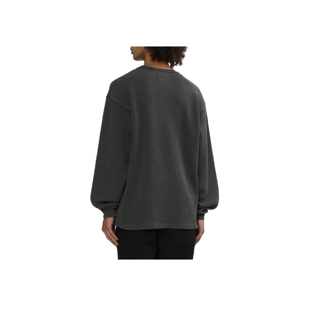 Carhartt WIP FW24 Logo Tag Pocket Dyed Waffle Long Sleeve T-Shirt Unisex Tops Charcoal-Gray CHXLTA242031N