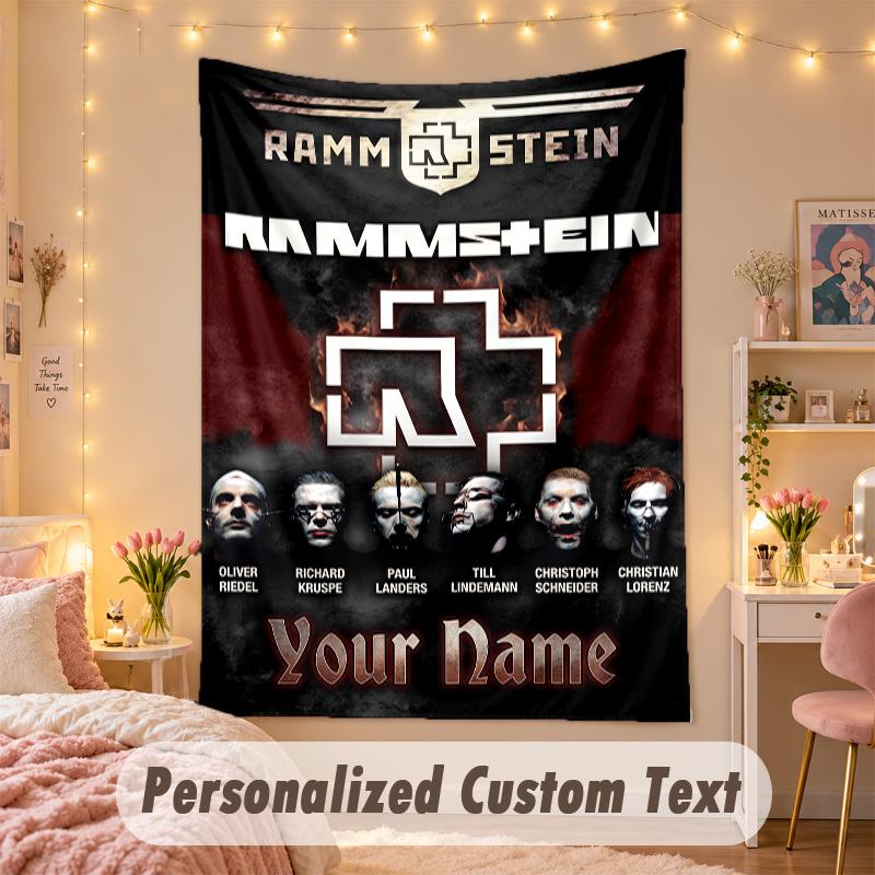 Custom Personalized Tapestry,Rammstein Print Custom Name Text Wall Art Hanging for Bedroom
