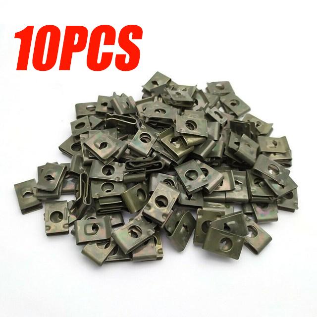 10PCS U Nut Kit Stainless Steel WithThreaded Nut Clip for Car Motorcycle Truck Bumper Auto Fender Fastener Rust Protection Clip