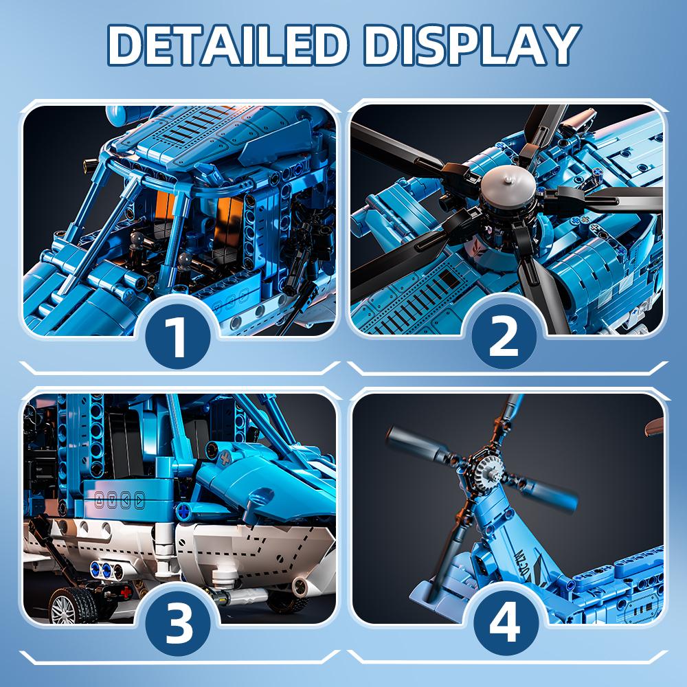 TOYLINX Building Blocks 1711PCS Attack Helicopter Set Army Plane Military Fighter Kit Assembly Bricks Toys for Holiday Gifts