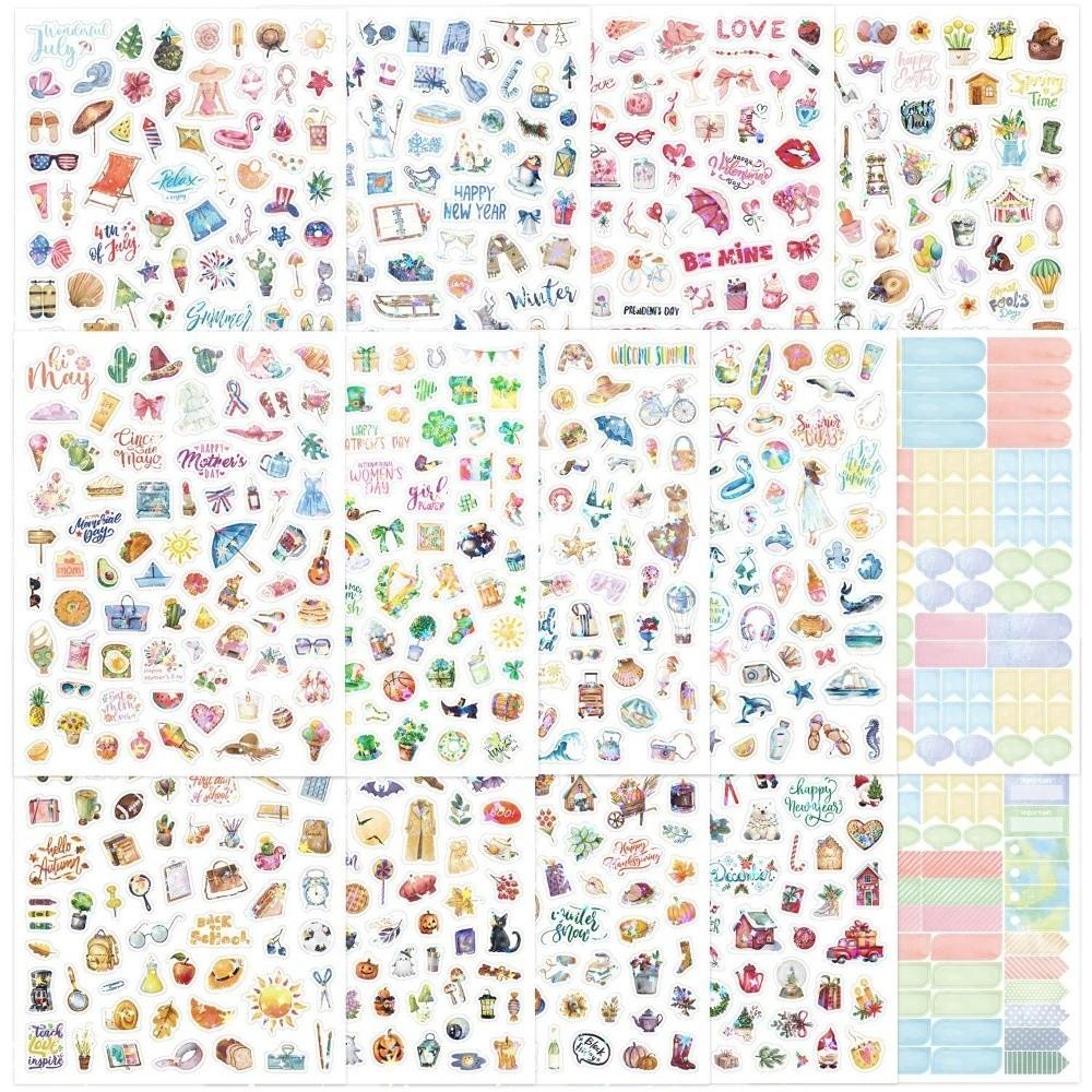 A Set Colorful Laser Journal Stickers Holographic Effect Scrapbook Stickers  Scrapbooking