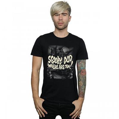 Mens Scary Castle Cotton Slim T-Shirt