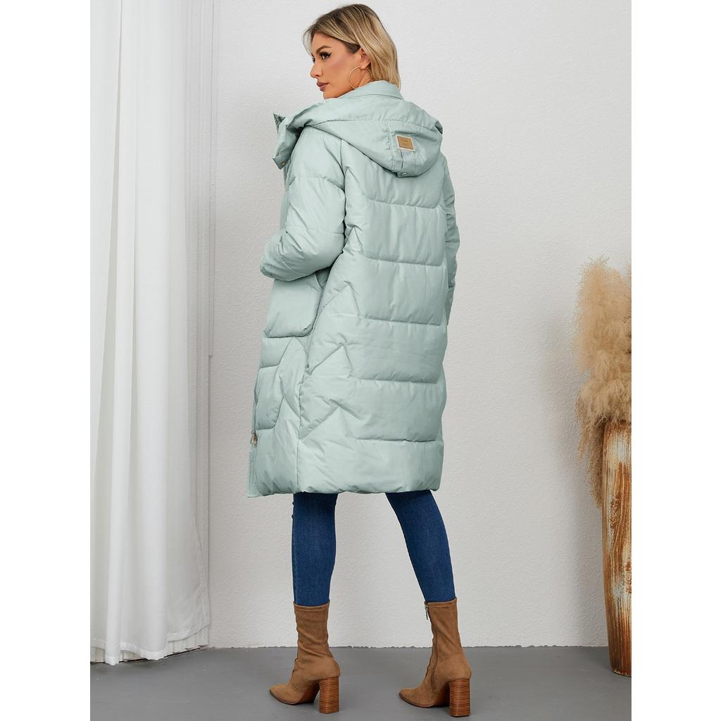 2025 Women's Winter Cotton Coat Thickened Long Sleeve Warm Hooded Outerwear Jacket