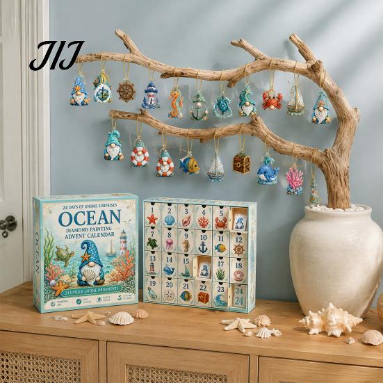 Scatola Conto alla Rovescia per Rituale di Halloween Calendario dell'Avvento Gnomo, Arte Creativa con Diamanti Finti Fai-da-te per Natale Idea Regalo Festivo Kit Creativo, Ornamenti da Appendere Fatti a Mano