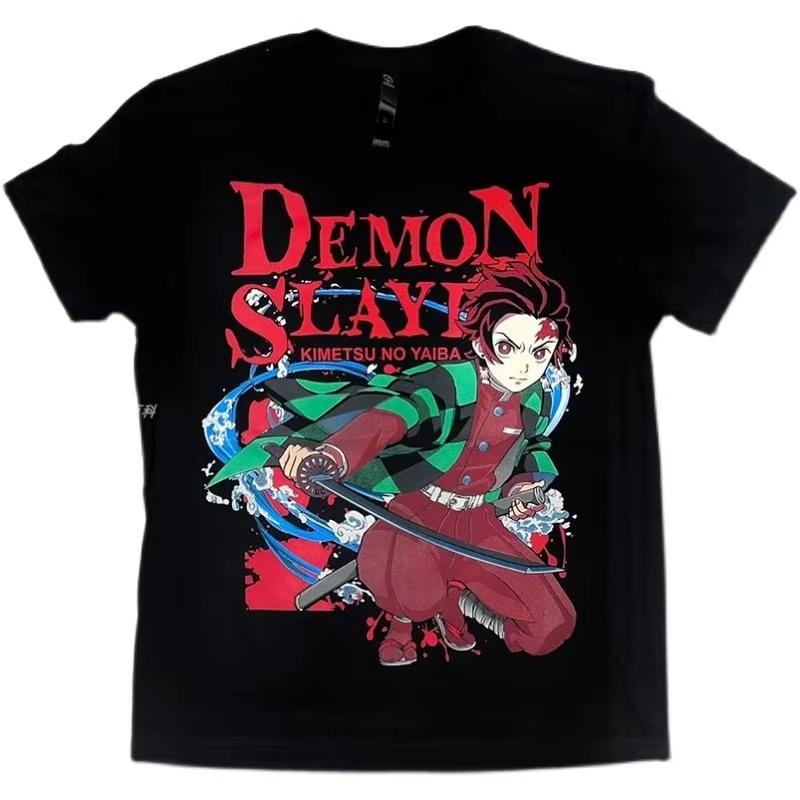 

American Vintage Shortsleeved Tshirt with Round Neck Anime for Both Unisex and Women From The Demon Slayer Series 4XL