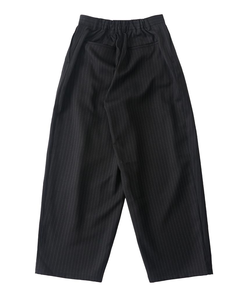 ANALOG MOOD Striped Back Elastic Wide Slacks (Black)