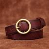 2.3Cm Wide Retro Washed First Layer Cowhide Round Buckle Belt Women'S Genuine Leather Casual Versatile Jeans Belt Women