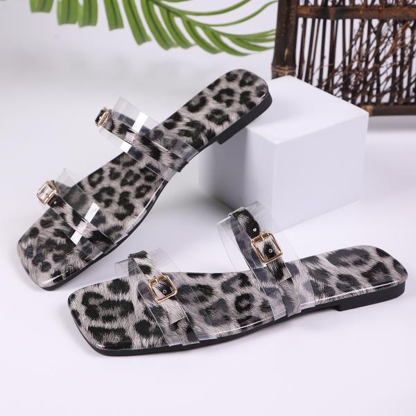 Fashion Leopard Shoes Slippers Soft Luxury Slides Low Rubber Flip Flops Slipers Women Thin Heels Heeled Mules Comfort Designer Flat Hawa