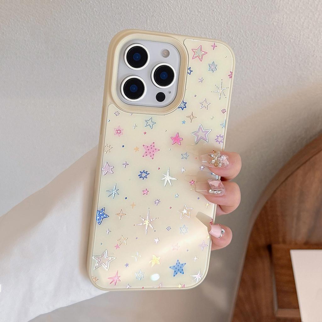 Gilded colorful star iPhone 16 case suitable for iPhone 17 Pro Max, fresh and stylish, anti-drop for 15/14/13