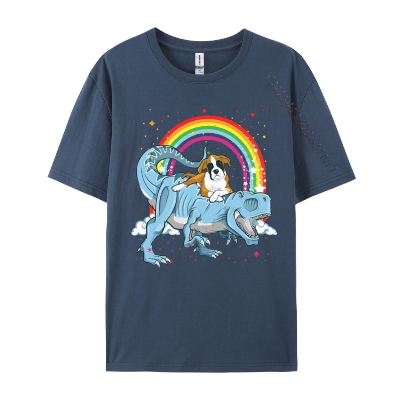 Boxer reitet Dinosaurier T Rex Hundeliebhaber T-Shirt Lustige Herren T-Shirts Baumwoll-T-Shirts Fitness Lustige T-Shirts Herren