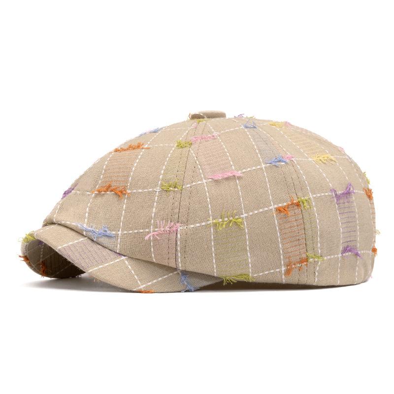 

Ретро-береты женские весна-лето клетчатая шляпа газетчика шляпа художника кепка-солнцезащитница Style1 хаки