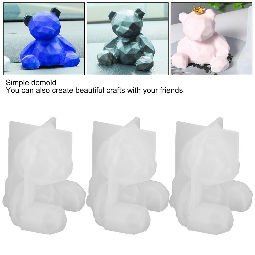 3pcs Cute Bear Bear Resin Mould 3D Shape 3D Bear Mould Animal Silicone Mould  Candle Making