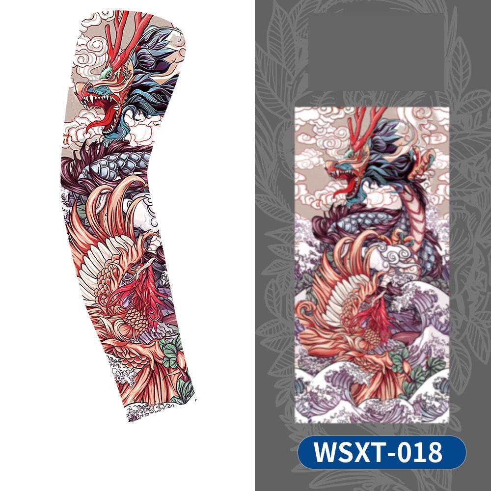1 Pc Summer Tattoo Sleeve UV Solar Arm Cover Cycling Cuff Quick Drying Cool Breathable Ice Silk Anti-Sunburn Print Tattoo Sleeve