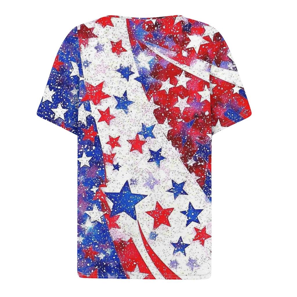 T-skjorte for kvinner med kortermet knapp med kortermet t-skjorte daglig helgmote Basic V-hals vanlig topp