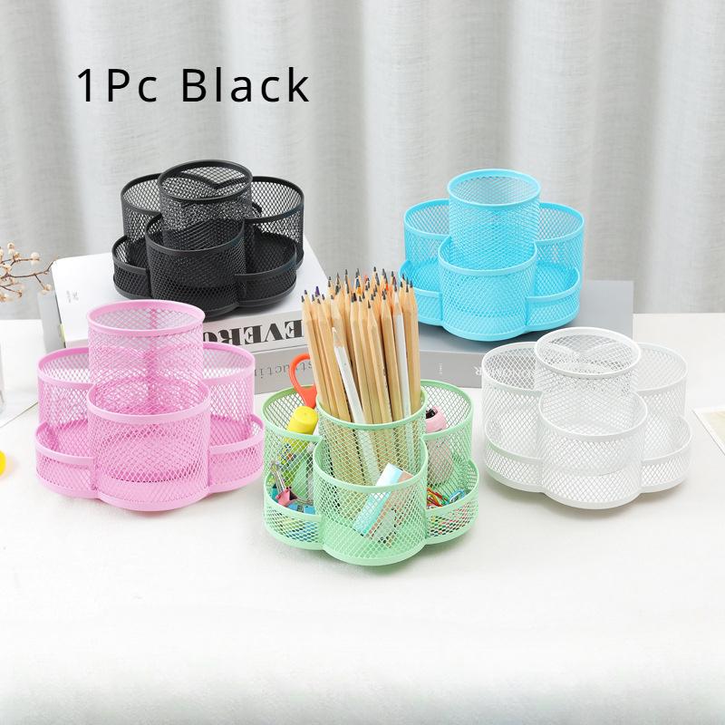 

Металлический вращающийся держатель для ручек, декоративный держатель для ручек, ведерко для хранения кистей для макияжа, настольный многофункциональный креативный держатель для ручек чёрный