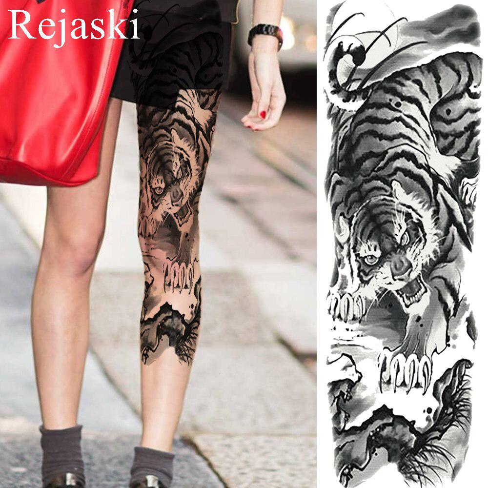 1PC Cool Totem Temporary Tattoo Fake Black Full Arm Tattoo Sticker For Men Summer Style Tatoos Decal