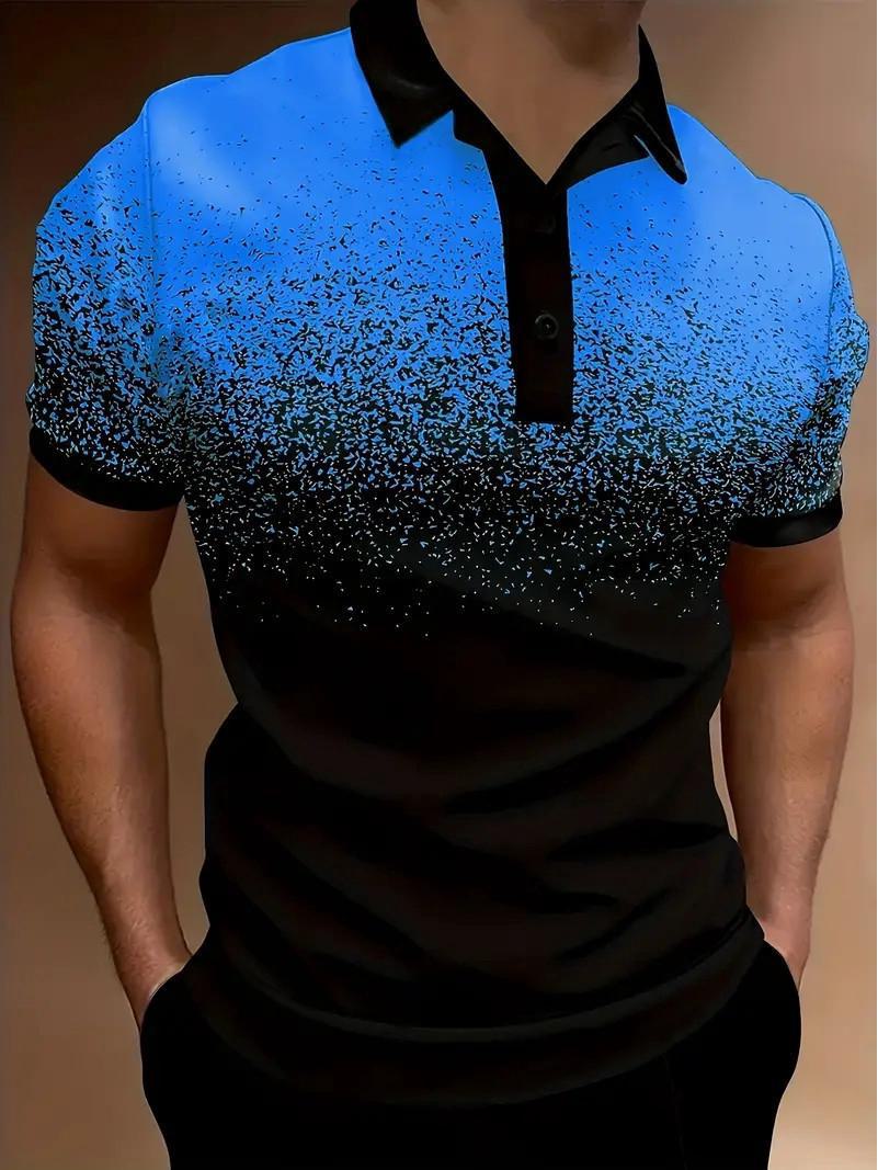 

Мужская спортивная рубашка-поло с градиентным принтом Tie-Dye: Быстросохнущий топ в европейском и американском летнем стиле. S королевский синий