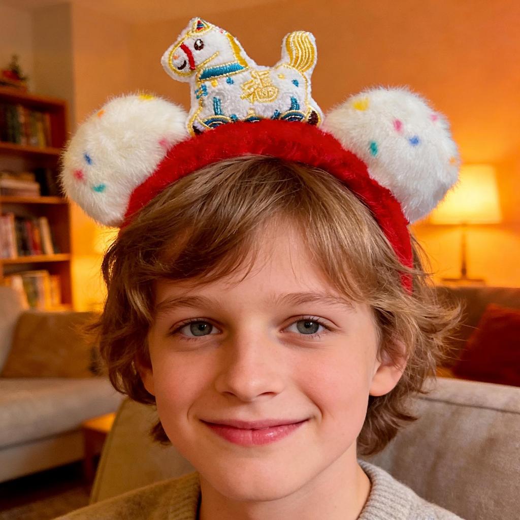 New Years Headband 2026 Horse Year Headwear Photo Booth Costume Headband For Boys Girls Students Festival Attendees Event Guests