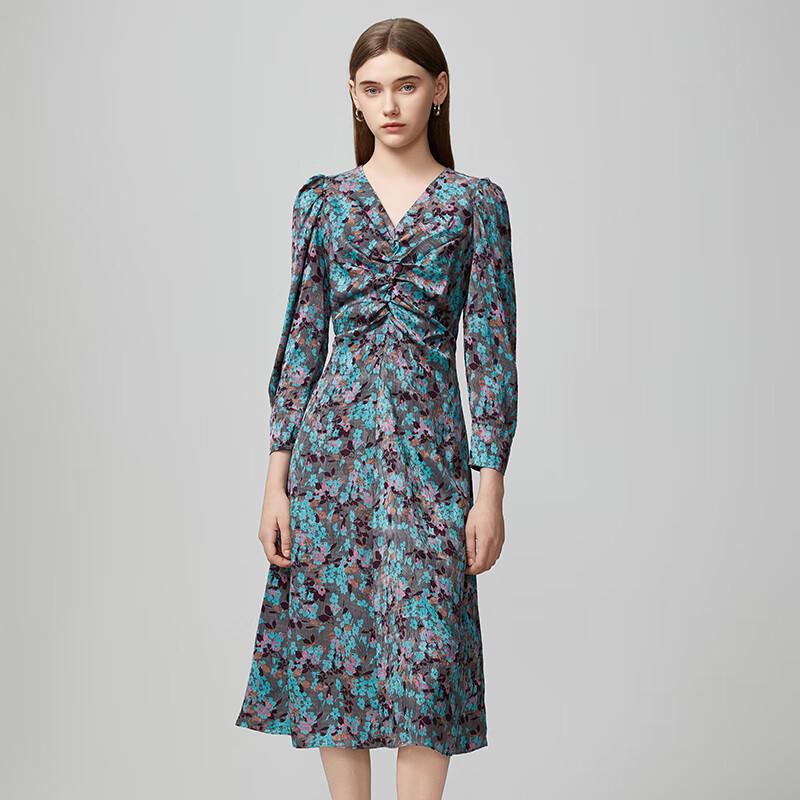

Women s Printed Long Sleeve A-line Midi Dress S