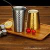 Golden Diamond Honeycomb 304 Stainless Steel Double-Layer Cup - Hammered Design, Anti-Scald. Perfect for Juice, Beer, and Tea.