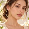 1 Pair Gold Plated Rose Flower Hoop Earring Metal Stud Hoop Earring  Women's Fashion Accessory