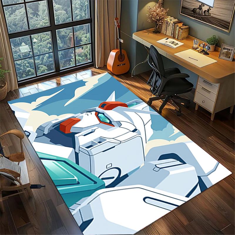 Gundam Gamer Room Rug Large Area Non Slip Washable Floor Mat Bedroom Decor