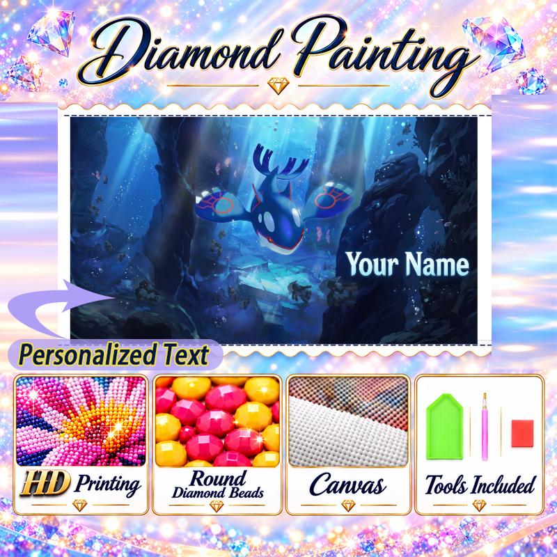 Personalized Greninja Diamond Art Custom Name 5D Diamond Painting Full Drill DIY Craft