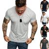 Lässiges Herren einfarbiges Kurzarm V-Ausschnitt Slim Fit Fitness T-Shirt Bluse Top