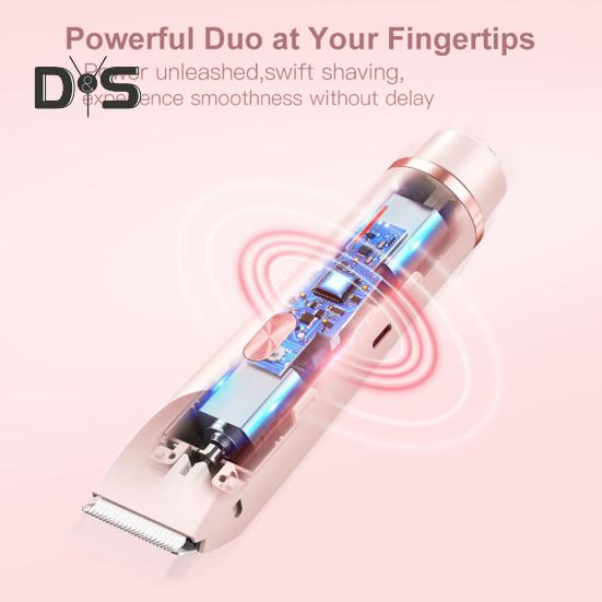Double-head Women Electric Shaver USB Rechargeable Waterproof Portable Travel Face Body Bikini Area Arm Leg Hair Removal Razor Epilator Trimmer
