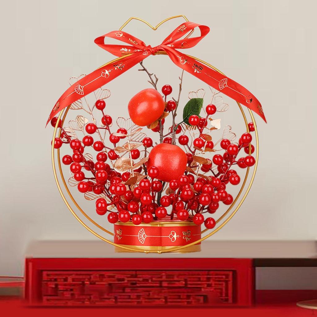 Fake Flower Blessing Bucket Desktop Ornament Chinese Year Decoration Spring Festival Decor for