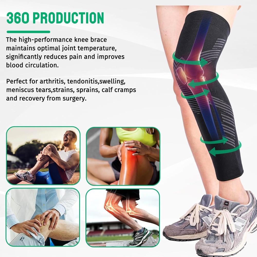 Durable And Safe 1Pcs Copper Compression Leg Sleeve - Long Knee Leg Sleeve For Knee Pain Relief Swelling Arthritis Poor Circulation Runner S