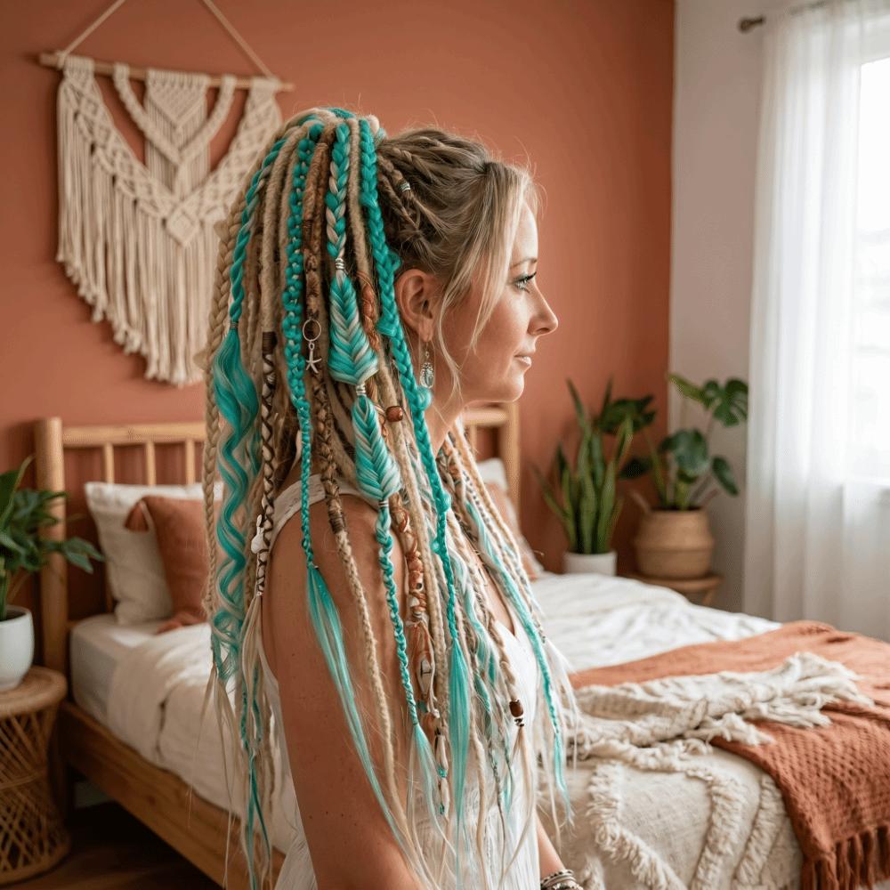 Ombre Textured Dreadlock Ponytail 24Inch Twist Braid Hairpiece Boho Women's Braided Wigs for Women
