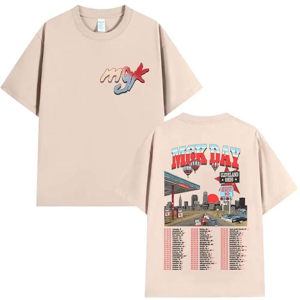 MGK Day Lost Americana Tour 2025 Graphic Print Pure Cotton Gothic Hip-hop T-shirt Oversized Hip-hop Fashion Streetwear