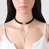 Women's Vintage Gothic Punk Layered Bar Charm Chain Faux Suede Chocker Necklace