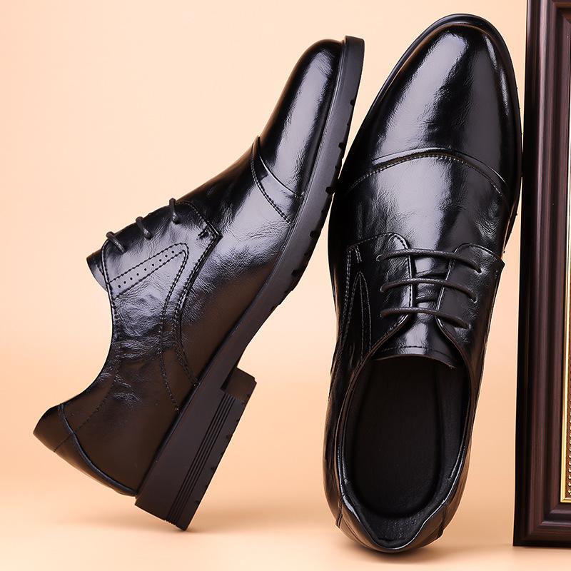 2024 autumn new men's business leather shoes men's British lace-up formal men's shoes pointed single shoes work shoes 1999