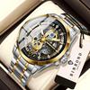 BINBOND Luxury Vintage Hollow-Out Quartz Wristwatch for Men Luminous Waterproof Accurate Durable Men's Watch Casual Reloj+Box