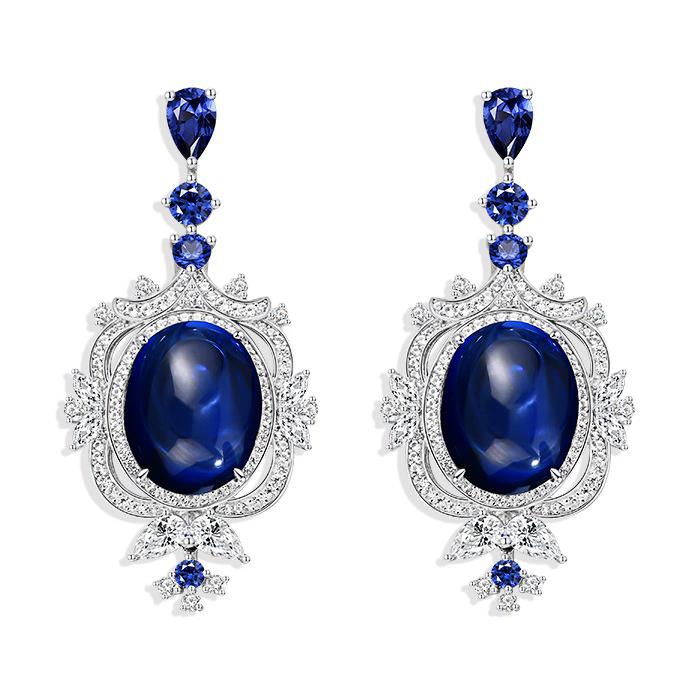 WUIHA 100% 925 Sterling Silver 10 * 12 MM Lab Sapphire High Carbon Diamond Wedding Engagement Drop Dangle Earrings Fine Jewelry
