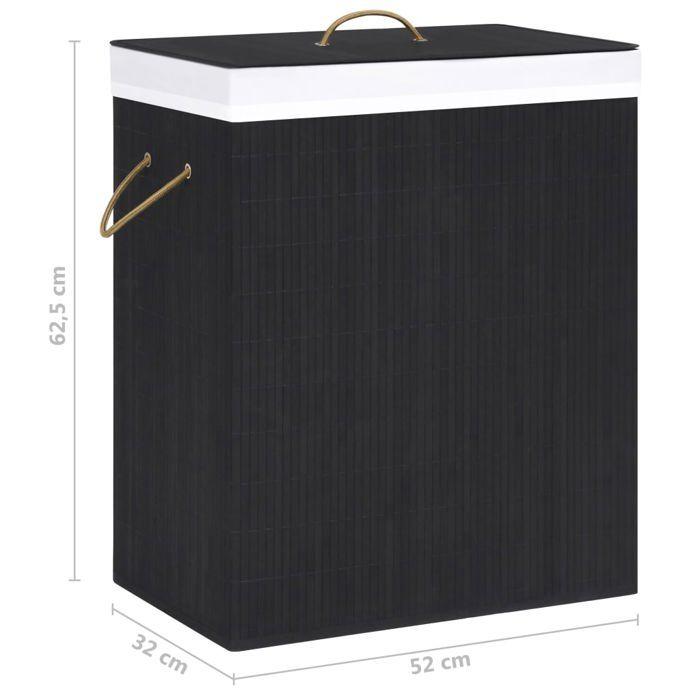 VidaXL Panier à linge avec 2 sections bambou noir 100 L 320746
